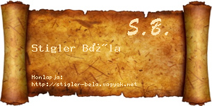 Stigler Béla névjegykártya